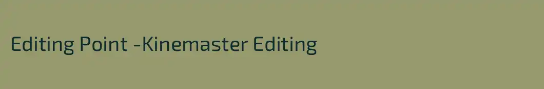 Editing Point -Kinemaster Editing